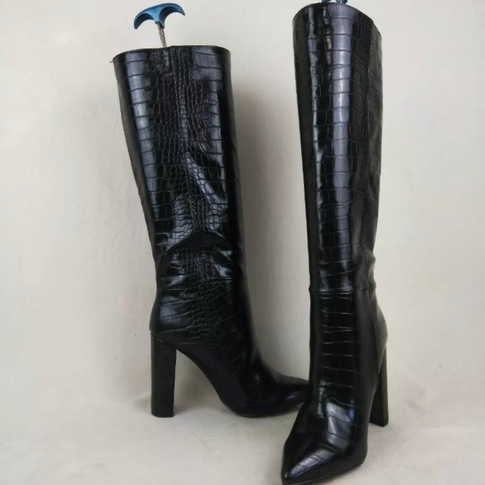 Steve Madden Triumph Croc Embossed Knee High Boots